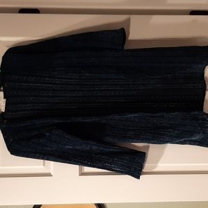 Girls dark sapphire blue knit sweater cardigan Knitworks L/14